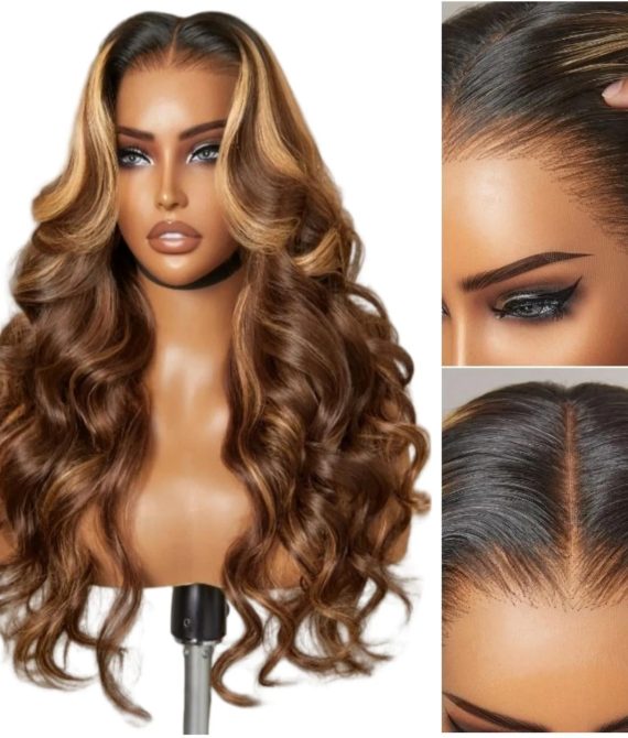 Ombre P4/27 Loose Body Wave Wig: 13×4 Glueless Honey Blonde Lace Front, 100% Human Hair