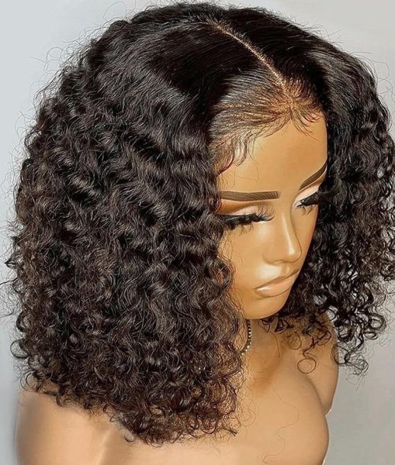 13×4 Water Wave Bob Curly Wig – Glueless, Pre-Plucked Human Hair Lace Frontal for Women