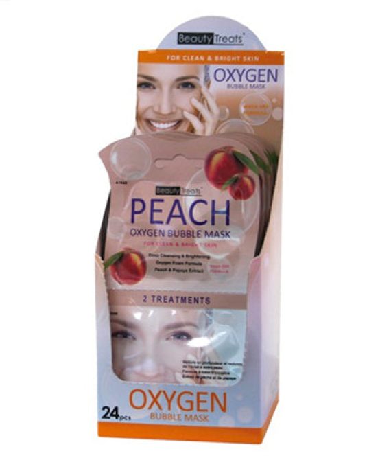 BEAUTY TREATS Peach Oxygen Bubble Mask – Display Box 24 Pcs