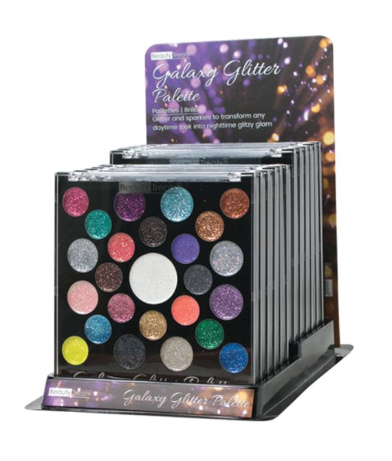 BEAUTY TREATS Galaxy Glitter Palette Display Set, 12 Pieces