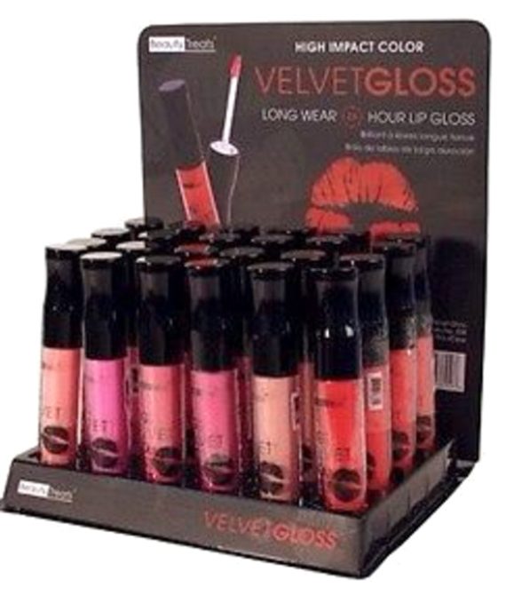 Beauty Treats Velvet Gloss Display Case Set 24 Pieces