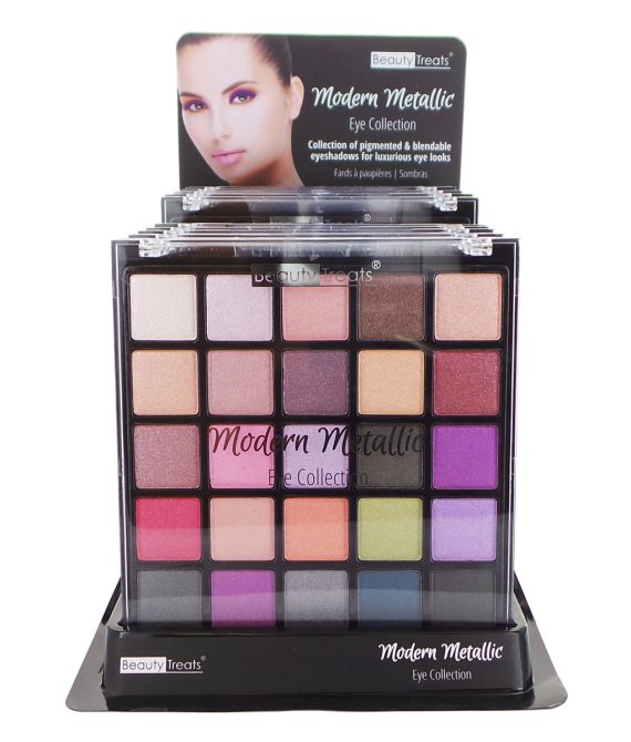 BEAUTY TREATS Modern Metallic Eye Collection Palette Display Set, 12 Pieces