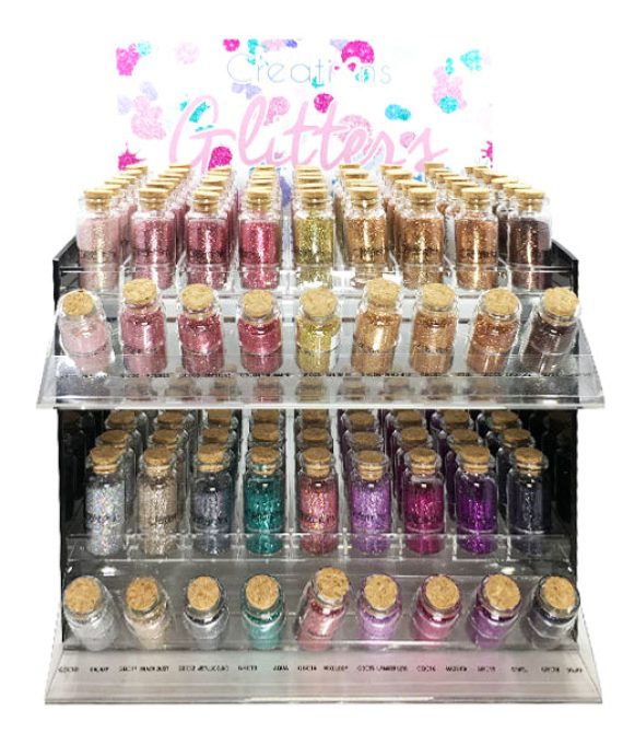 BEAUTY CREATIONS 18 Colors Glitter Display Set , 216 Pieces