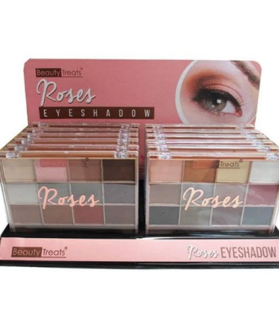 BEAUTY TREATS Roses Eyeshadow Palette Display Case Set 12 Pieces