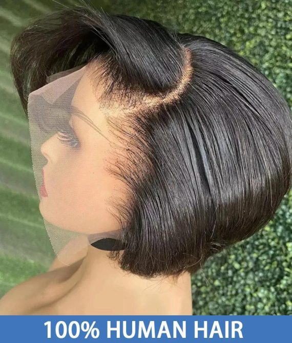 Straight Pixie Cut Wig Transparent Lace Human Hair Wigs Short Bob Wig T Part Lace Wig Prepluck Brazilia Human Hair For Women